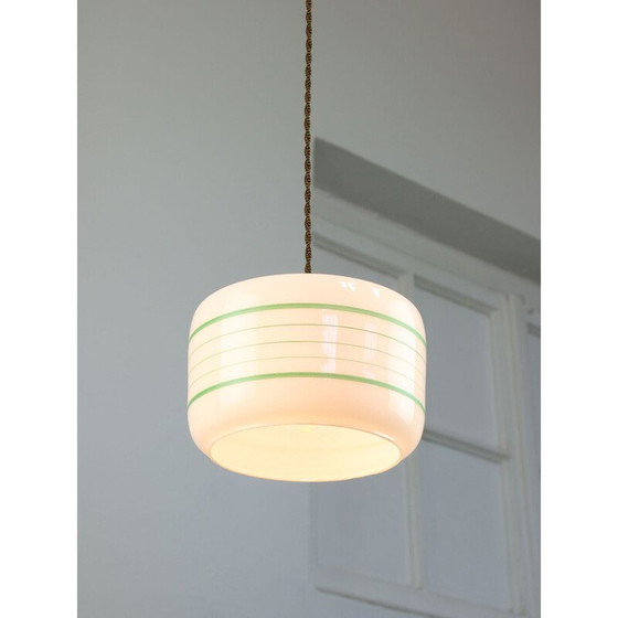 Image 1 of Vintage glazen en messing hanglamp, Italië 1960