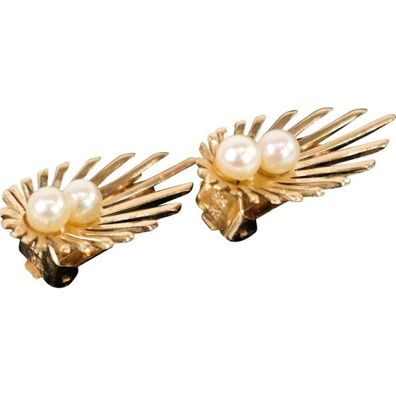 Image 1 of Paar vintage 14 karaat oorclips gestempeld door Bernhard Hertz