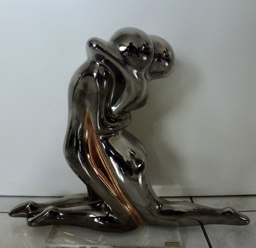 Galos - Omhelzend Liefdesfiguur - 31 Cm - Porselein, Verguld, Platina - 1998