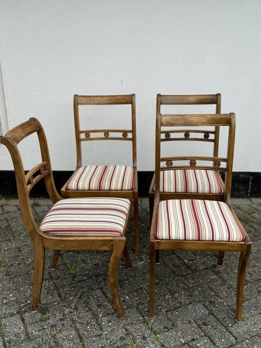 Set van 4 mahoniehouten Art Nouveau eetkamerstoelen