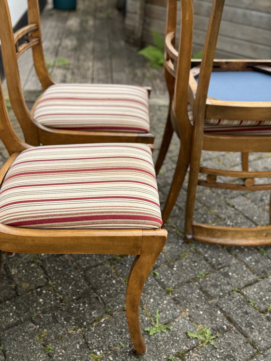 Image 1 of Set van 4 mahoniehouten Art Nouveau eetkamerstoelen