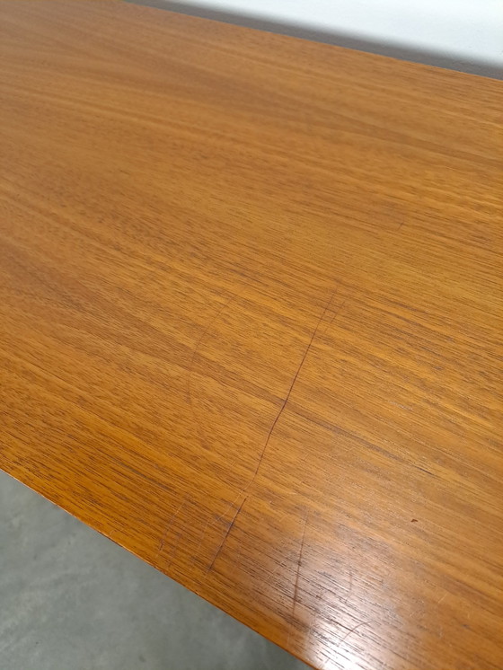 Image 1 of Lang Teak Dressoir Met Lades En Klepkast