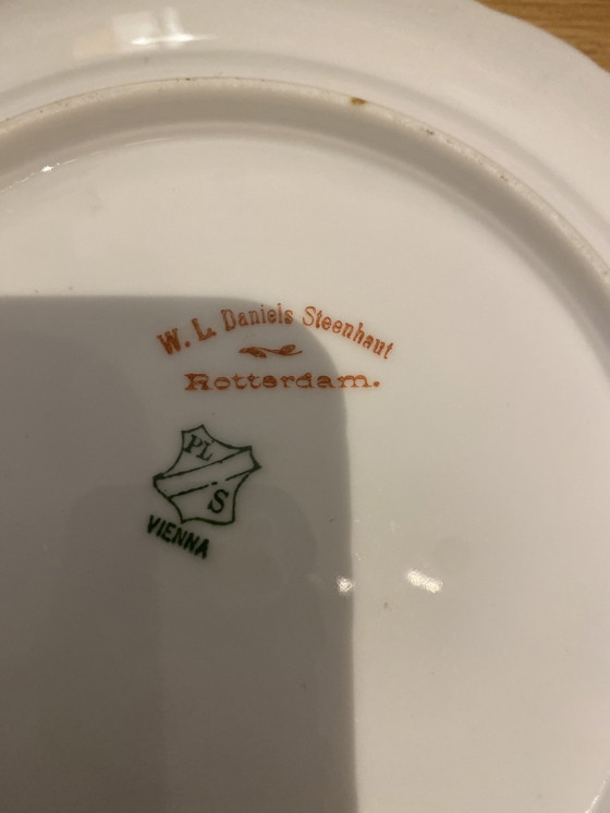 Image 1 of Oude Wenen 5 porseleinen borden Art Nouveau Rond 1901