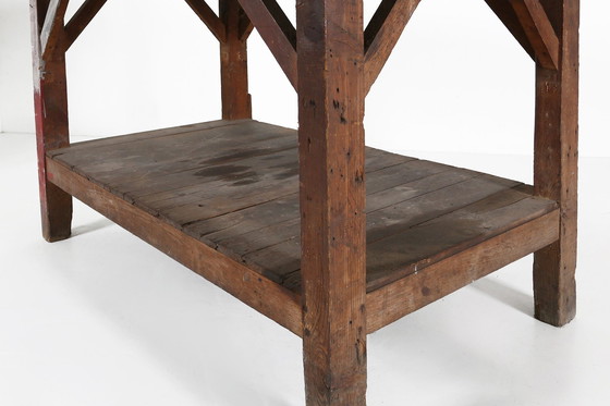 Image 1 of  Franse industriële consoletafel van hout, 1920S