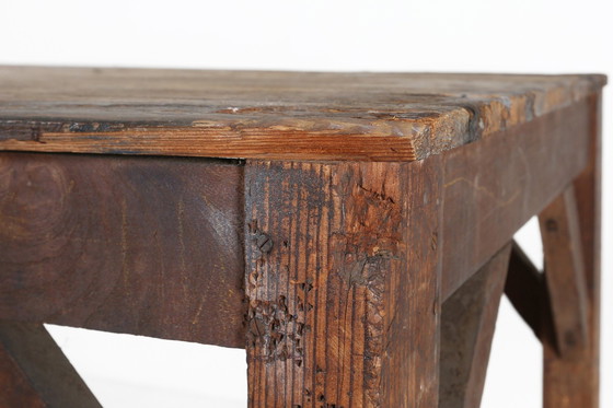 Image 1 of  Franse industriële consoletafel van hout, 1920S