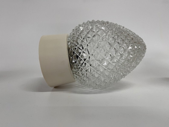 Image 1 of 1X Vintage Plafondlamp ‘Dennenappel’ Helder Glas Corodex Armatuur