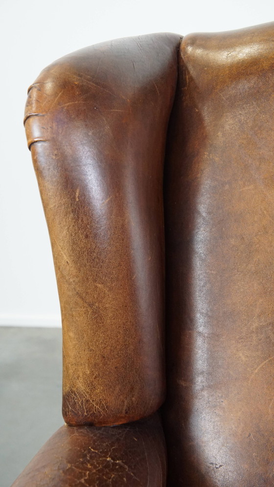 Image 1 of Grote Vintage Schapenleren Oorfauteuil