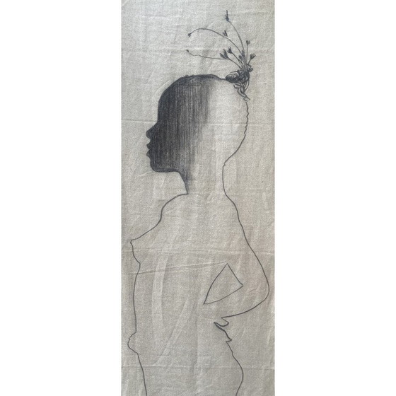 Image 1 of Vintage doek "Fleur noire" door Ferrand André, 1999