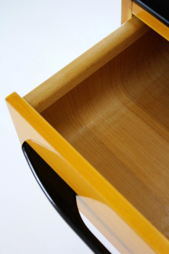 Image 1 of Modulaire bureauset met zwart glazen blad door Mojmir Pozar, 1960S, set van 3