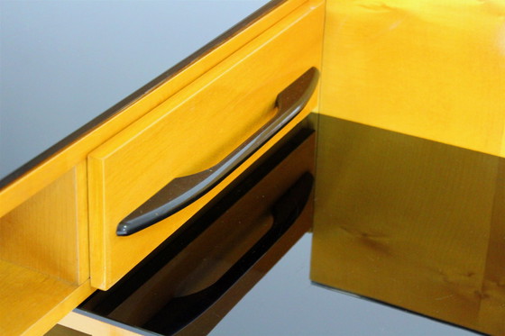 Image 1 of Modulaire bureauset met zwart glazen blad door Mojmir Pozar, 1960S, set van 3