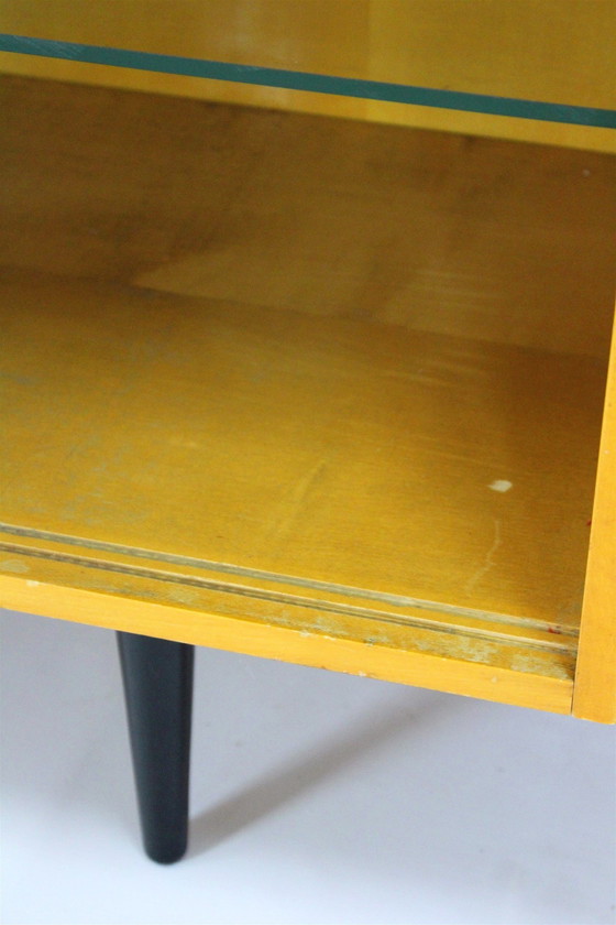 Image 1 of Modulaire bureauset met zwart glazen blad door Mojmir Pozar, 1960S, set van 3