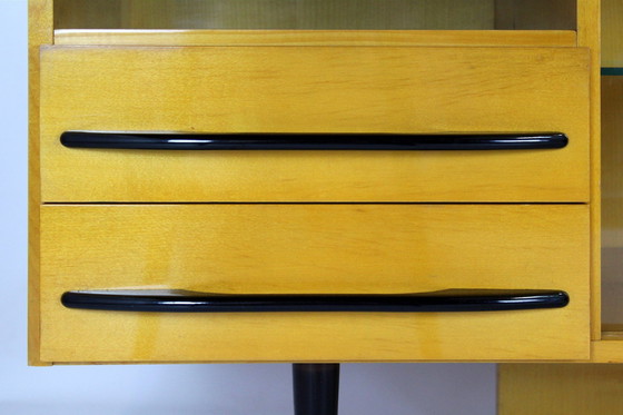 Image 1 of Modulaire bureauset met zwart glazen blad door Mojmir Pozar, 1960S, set van 3