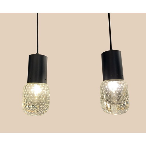 Paar vintage Murano glazen hanglampen van Gino Sarfatti, Italië 1960
