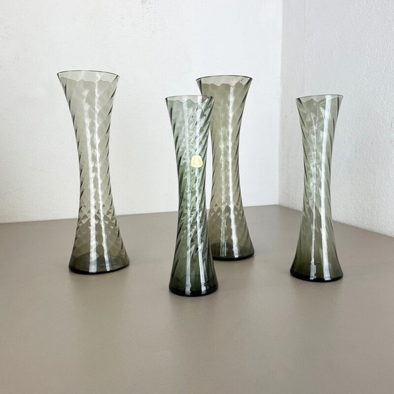 Image 1 of Set van 4 vintage kristallen glazen vazen voor Alfred Taube Kristallglasfabrik, Duitsland 1960