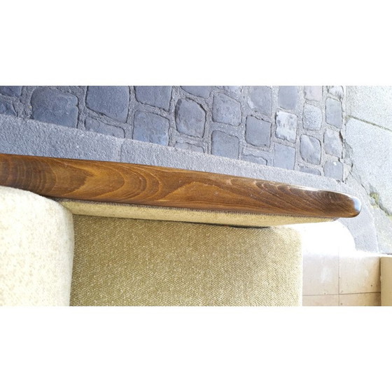 Image 1 of Vintage fauteuil in hout en stof, 1950