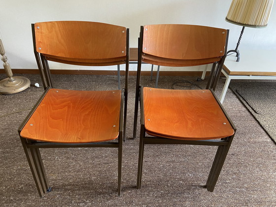 Image 1 of 6x Vintage Gijs Van Der Sluis Eetkamerstoelen Stoel Design