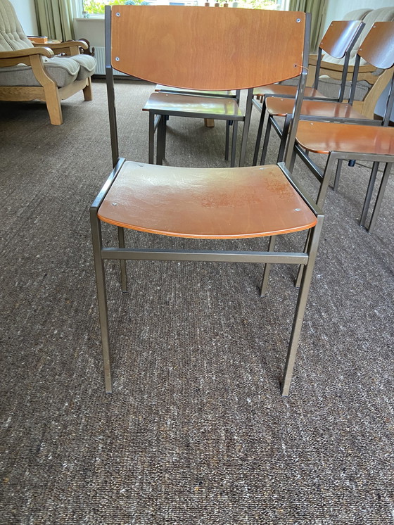 Image 1 of 6x Vintage Gijs Van Der Sluis Eetkamerstoelen Stoel Design