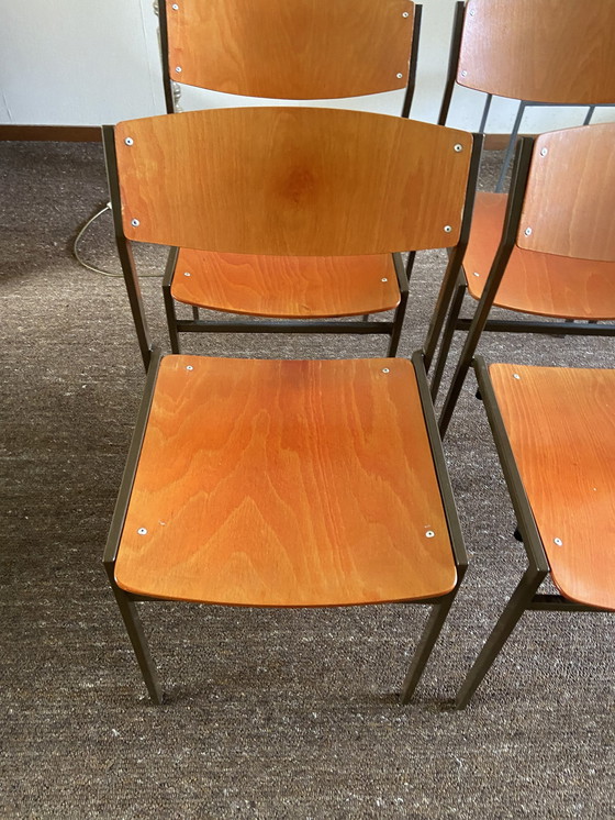 Image 1 of 6x Vintage Gijs Van Der Sluis Eetkamerstoelen Stoel Design