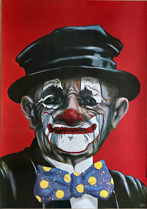 A.Pagowski - Oude Clown Portret Circus, Poster Gedrukt 1983