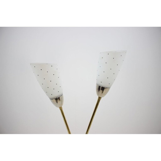 Vintage polychroom geglazuurd keramiek vloerlamp door Kamenický Šenov, Tsjecho-Slowakije 1950