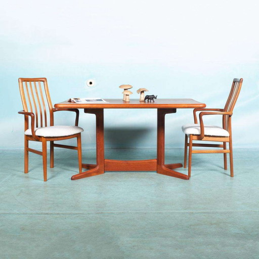 Deens design gerenoveerde eettafel, sixties teak dining