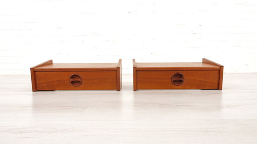 Set Deense Zwevende Nachtkastjes | Teak | Vintage