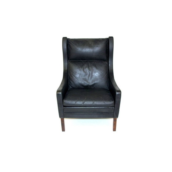 Image 1 of Vintage leren en palissander fauteuil, Denemarken, 1960