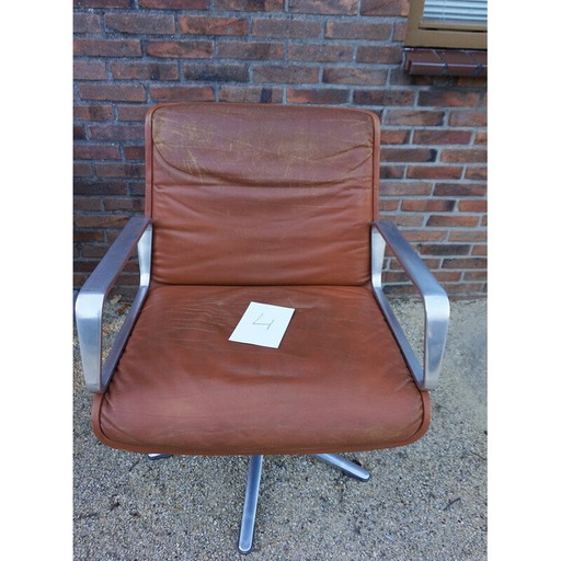 Vintage cognac leren fauteuil van Delta 2000 voor Wilkhahn, Duitsland 1960