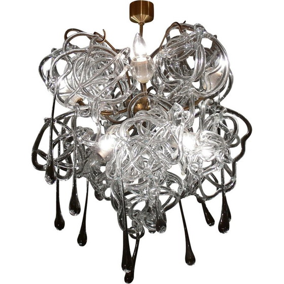 Image 1 of Paar oude glazen kroonluchters van René Roubicek, Tsjechië 1960