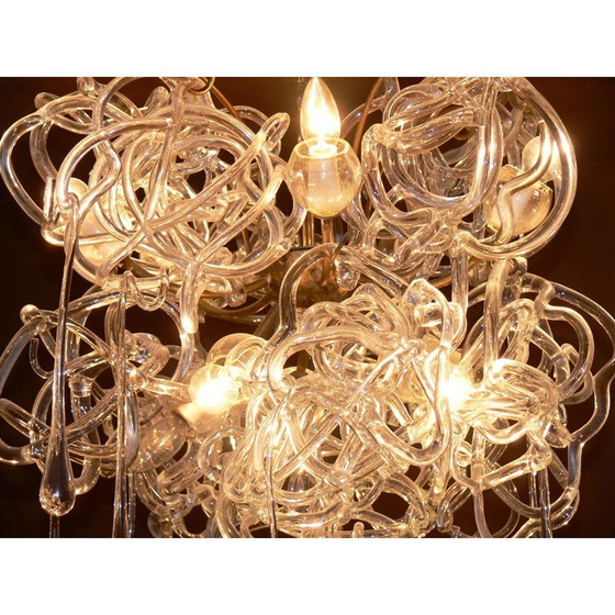 Image 1 of Paar oude glazen kroonluchters van René Roubicek, Tsjechië 1960