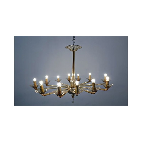 Image 1 of Vintage Murano glazen kroonluchter Venini, Italiaans 1940