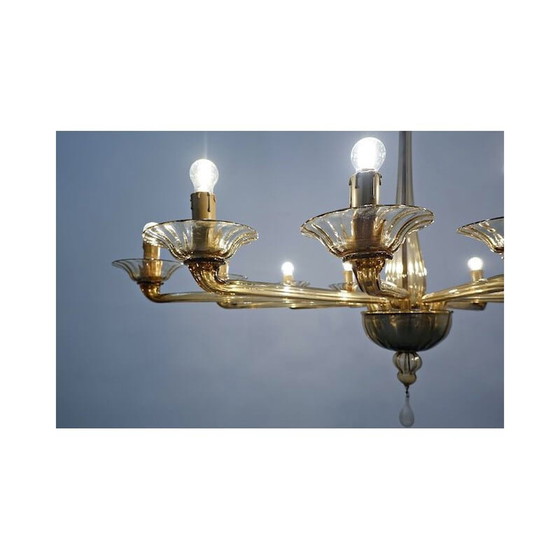 Image 1 of Vintage Murano glazen kroonluchter Venini, Italiaans 1940