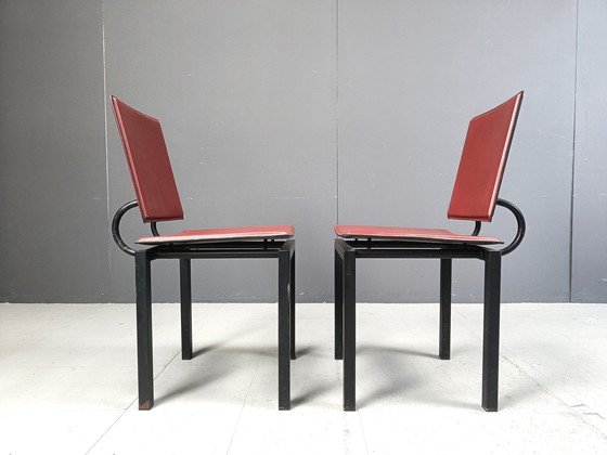Image 1 of Set van 4 postmoderne Italiaanse eetkamerstoelen, 1980S