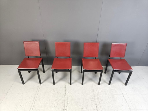 Set van 4 postmoderne Italiaanse eetkamerstoelen, 1980S