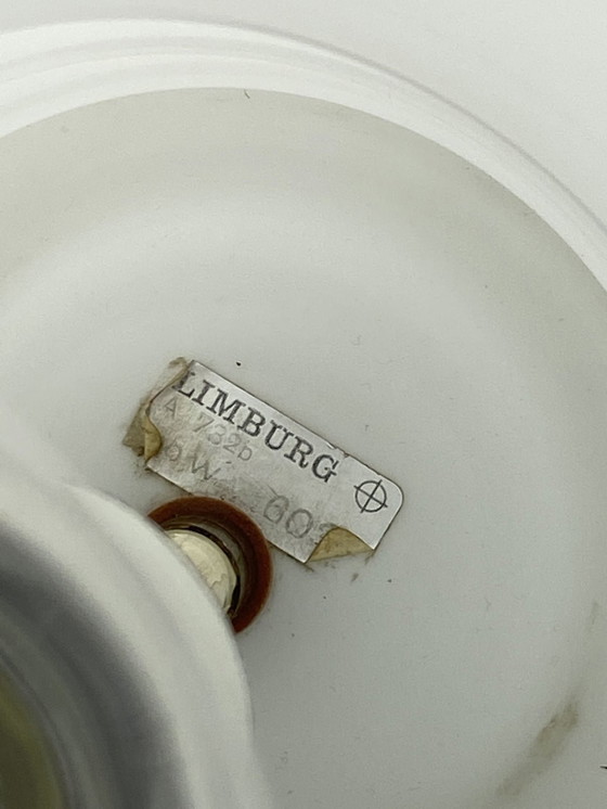 Image 1 of Paar Witte Glazen Tafellampen Gloeilamp Door Glashütte Limburg 1979