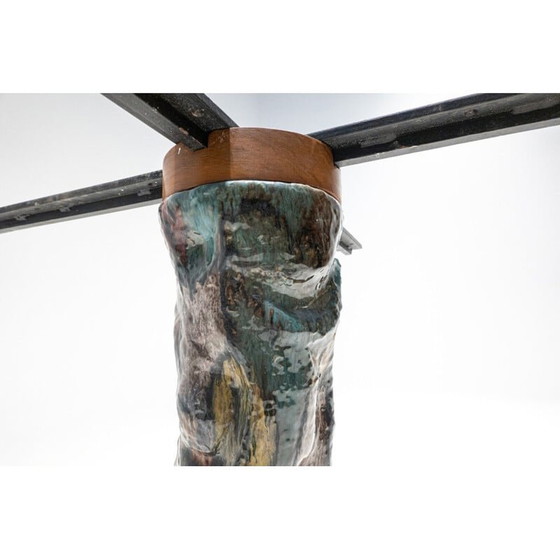 Image 1 of Uitschuifbare eettafel van hout en keramiek uit Mid Century door Melchiorre Bega en Pietro Melandri, Italië 1950