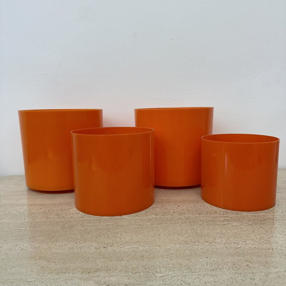 Image 1 of Set Of 4 Plastic Flower Pots , 1970S