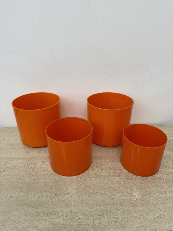 Image 1 of Set Of 4 Plastic Flower Pots , 1970S