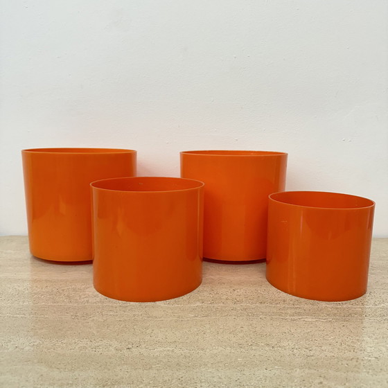 Image 1 of Set Of 4 Plastic Flower Pots , 1970S