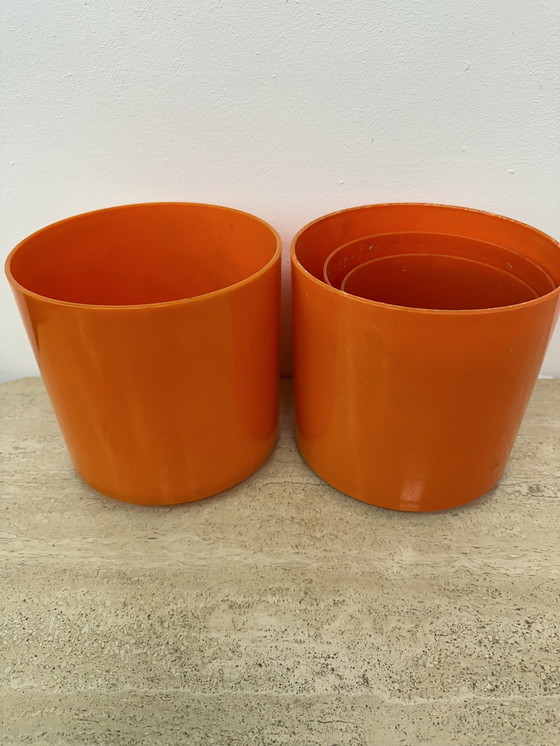 Image 1 of Set Of 4 Plastic Flower Pots , 1970S