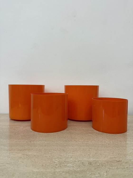 Image 1 of Set Of 4 Plastic Flower Pots , 1970S