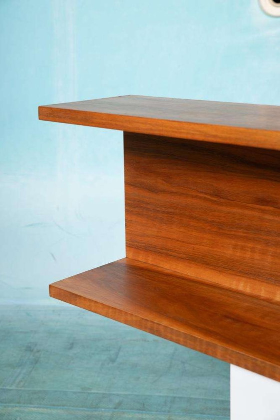 Image 1 of Minimalist walnoot wandconsole, midmod walnut wall unit