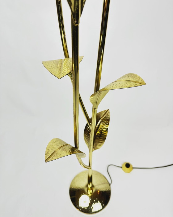 Image 1 of Vintage capiz bloemen vloerlamp