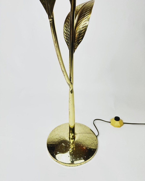 Image 1 of Vintage capiz bloemen vloerlamp