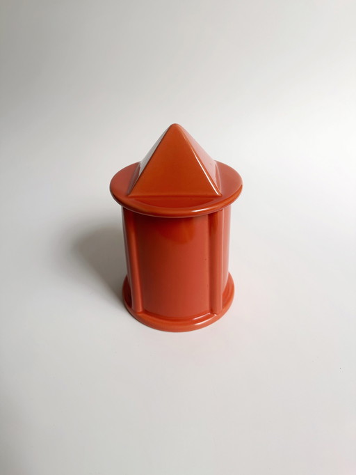 Asa dekselpot Peach Pastel Orange 1990Er Postmoderne keramische pot Container Memphis Milano