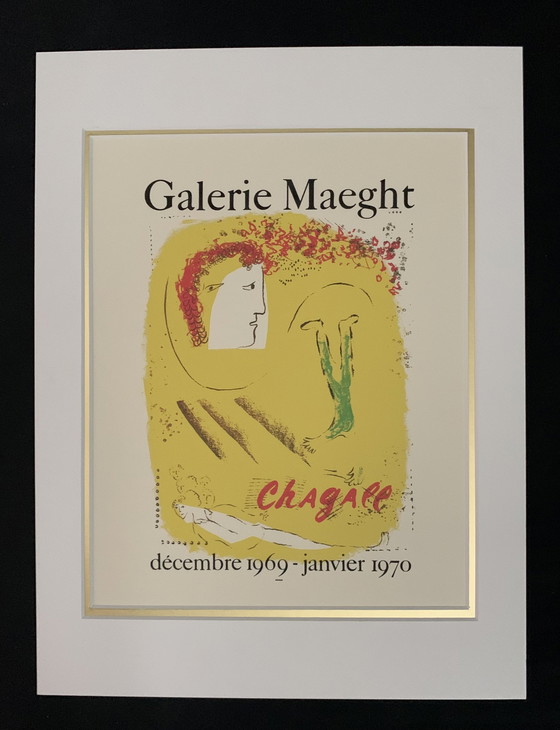 Image 1 of Marc Chagall: "Maeght Derriere Le Miroir". Gesigneerd In De Plaat. Inclusief Passe-Partout.