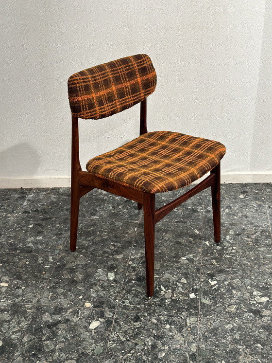 Image 1 of 6 Deense Teak Eetkamerstoelen Vintage