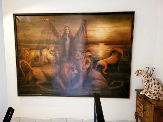 Image 1 of Vintage Schilderij Thema Leeuwen