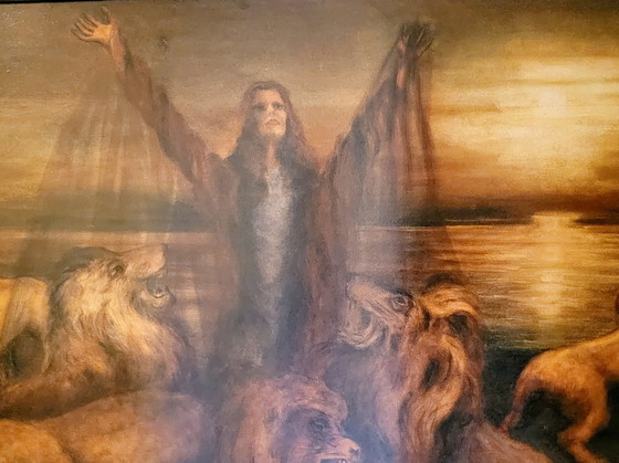 Image 1 of Vintage Schilderij Thema Leeuwen