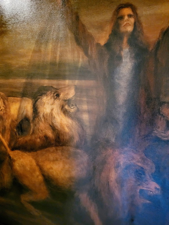 Image 1 of Vintage Schilderij Thema Leeuwen